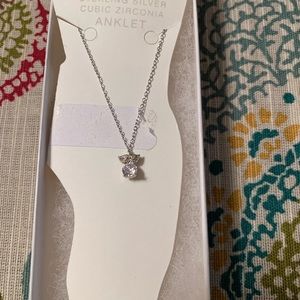 NWT GORGEOUS silver/cubic zirconia owl anklet
